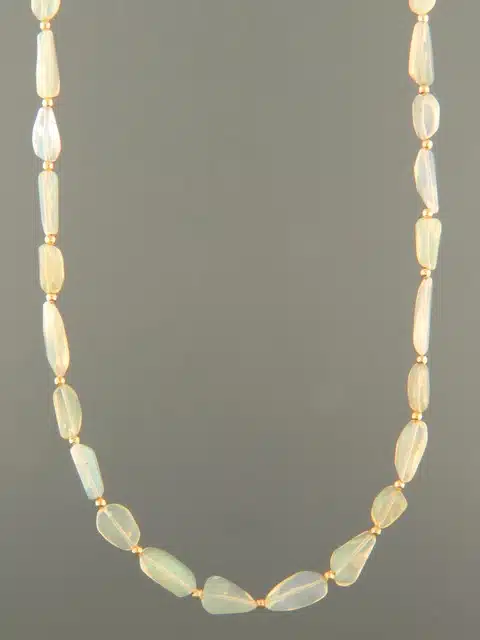 Ethiopian Welo White Opal Necklace with Gold beads