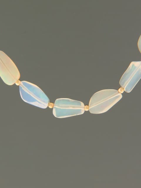 Ethiopian Welo White Opal Necklace with Gold beads
