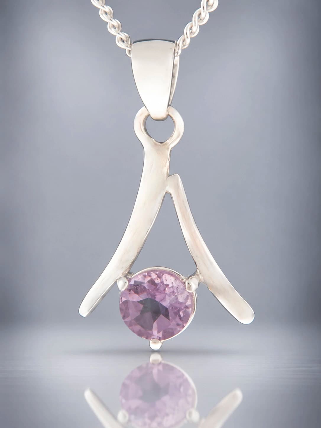 Faceted Amethyst sterling Silver pendant