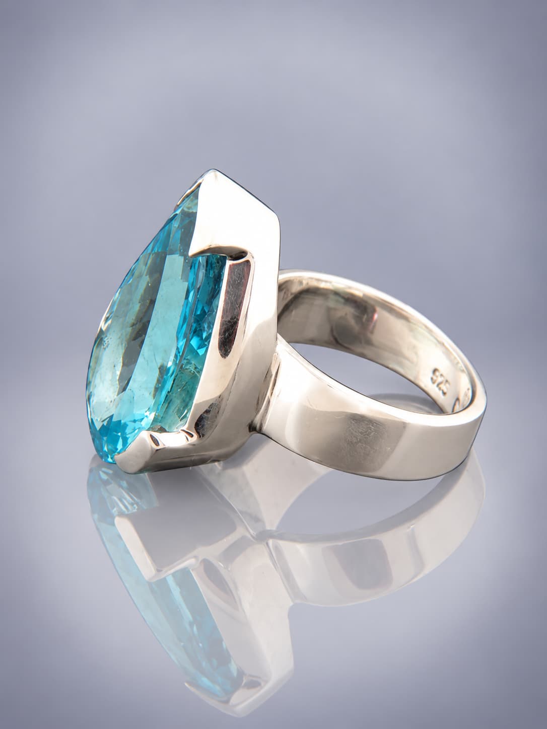 Blue Topaz Ring -Sterling Silver