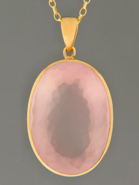 Rose Quartz Pendant - Gold Vermeil