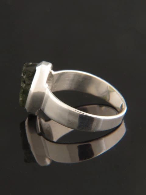Raw Moldavite Ring - Sterling Silver