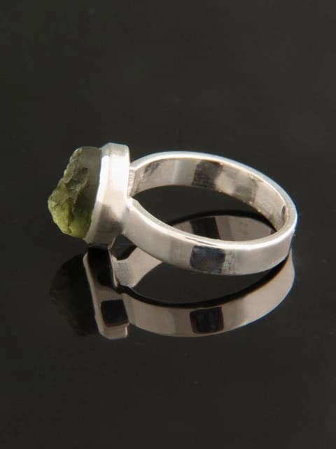 Raw Moldavite Ring - Sterling Silver