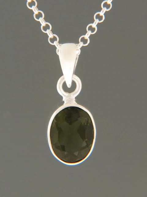 Moldavite Pendant - Sterling Silver