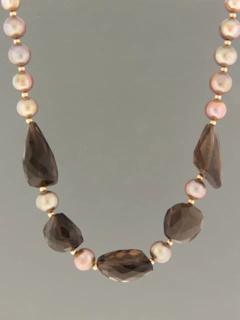 Champagne Pearl & Smokey Quartz Necklace