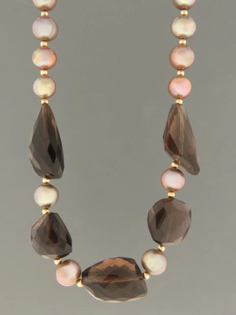 Champagne Pearl & Smokey Quartz Necklace