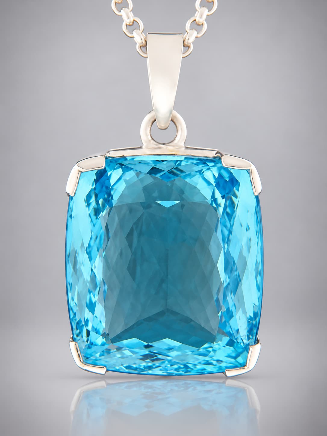 Blue Topaz Pendant - Sterling Silver