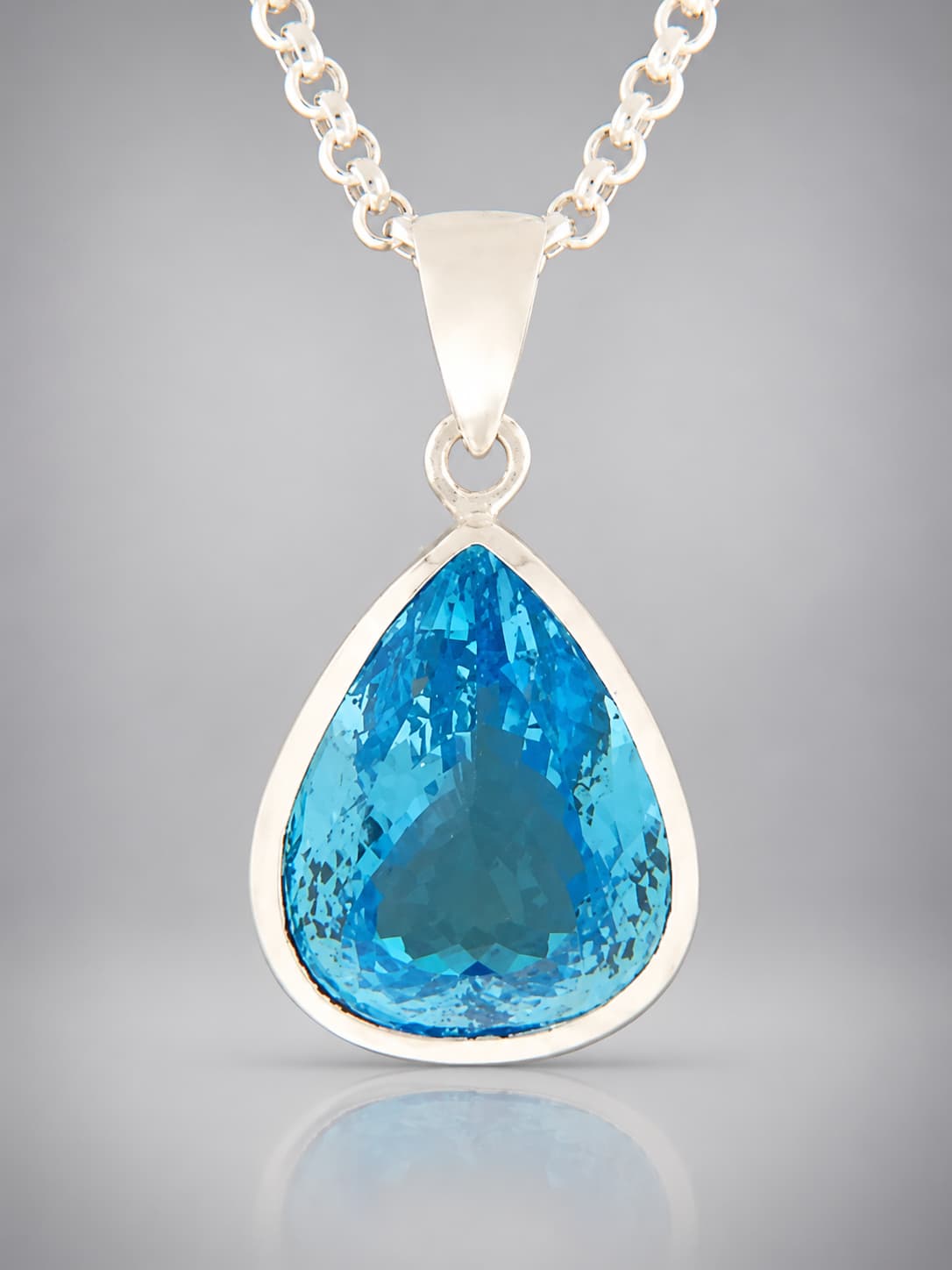 Blue Topaz Pendant - Sterling Silver