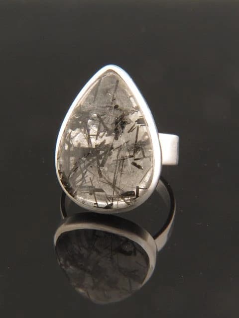 Tourmalinated Quartz Ring - Sterling Silver