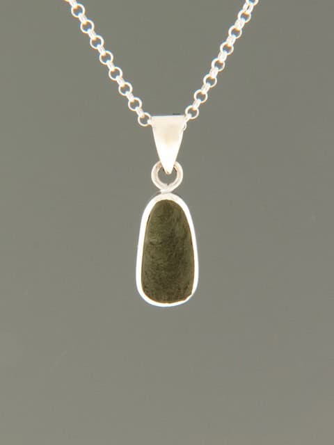 Raw Moldavite Pendant - Sterling Silver