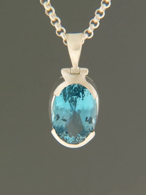 Blue Topaz Pendant - Sterling Silver