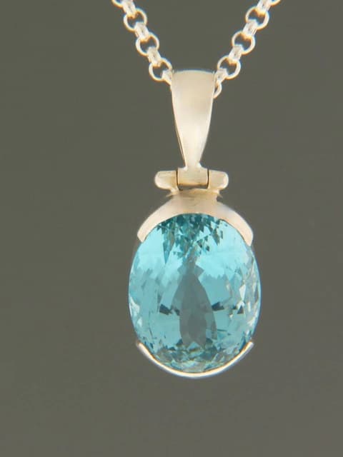Blue Topaz Pendant - Sterling Silver