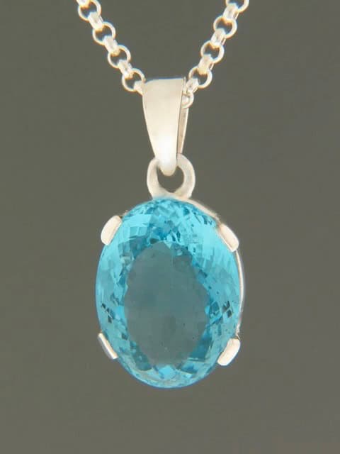 Blue Topaz Pendant - Sterling Silver