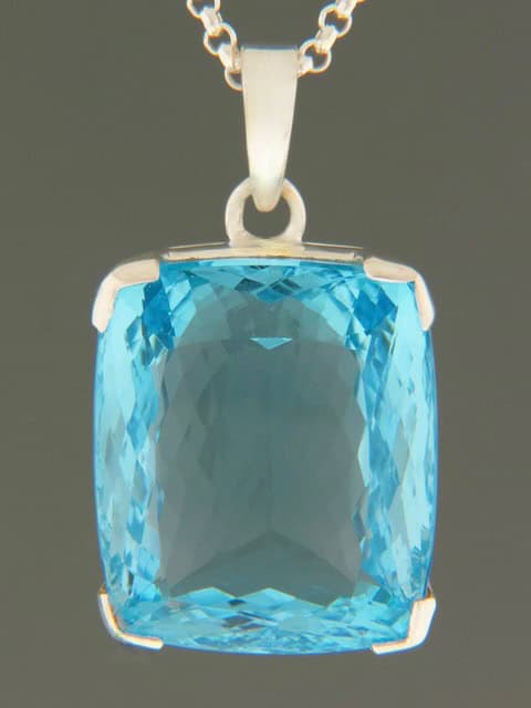 Blue Topaz Pendant - Sterling Silver
