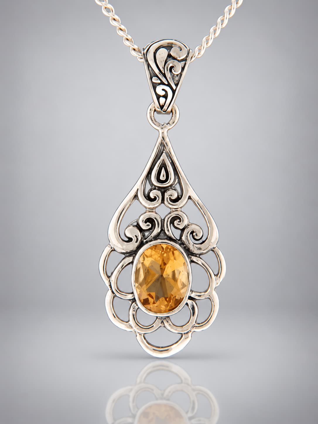 Citrine Pendant - Sterling Silver