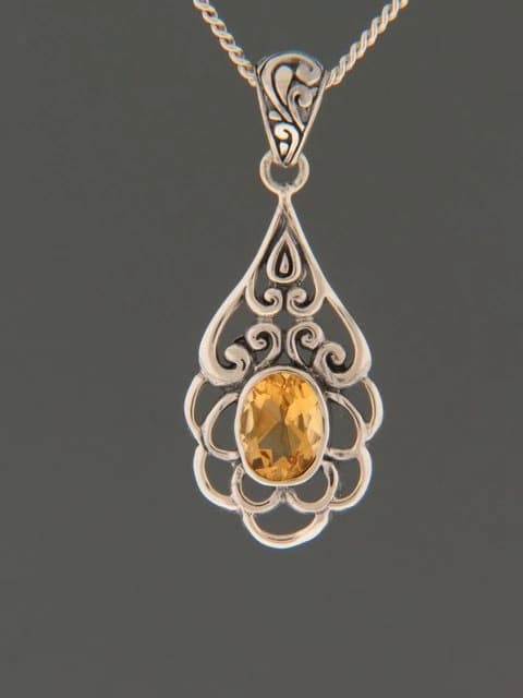Citrine Pendant - Sterling Silver