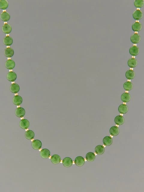 Jade Necklace - A+ Grade 6mm round stones with Gold beads - J028A+
