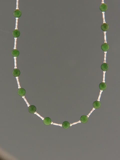 Jade Necklace - A+ Grade 6mm round stones with twist beads - J044A+