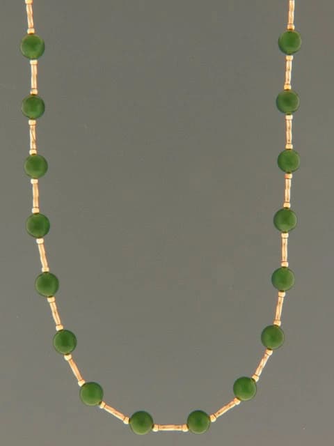 Jade Necklace - A+ Grade 6mm round stones with twist beads - J044A+