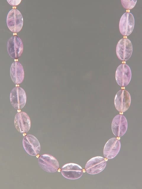 Amethyst Necklace - oval facets with 3mm round beads