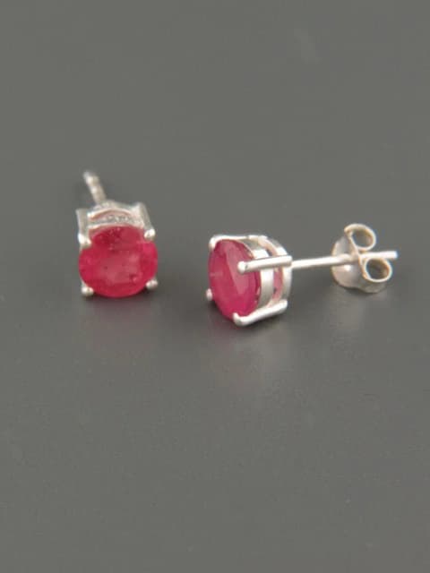 Ruby Earrings - Sterling Silver stud - 6mm stones