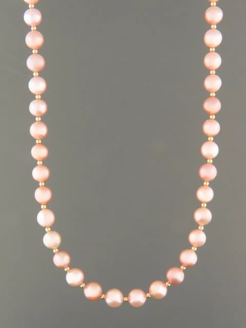 6mm pink pearls with round Gold beads