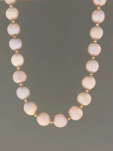 12-15mm Silver Pearls with round Gold beads