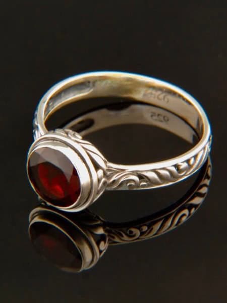 Garnet Ring - Sterling Silver