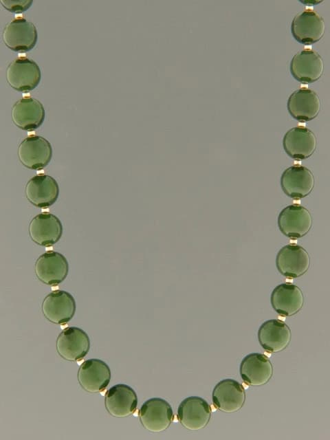 Jade Necklace - 8mm round stones with Gold beads
