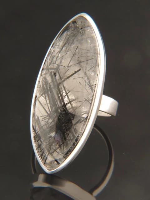 Tourmalinated Quartz Ring - Sterling Silver