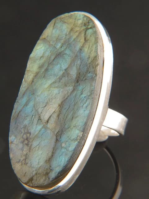 Raw Labradorite Ring - Sterling Silver
