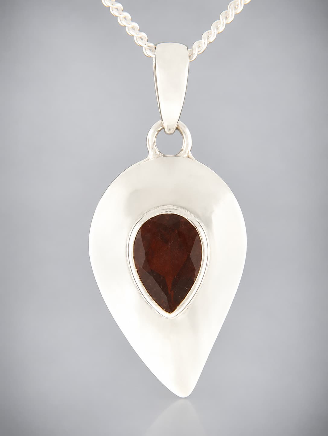 Garnet Pendant - Sterling Silver