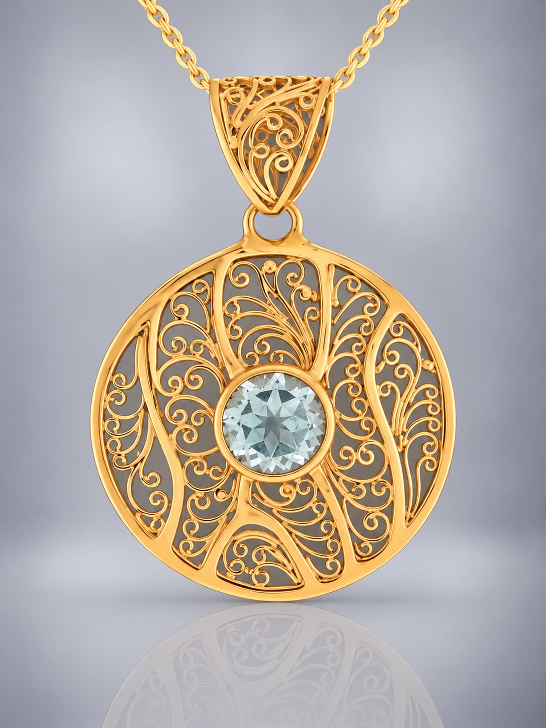 Blue Topaz gold vermeil pendant