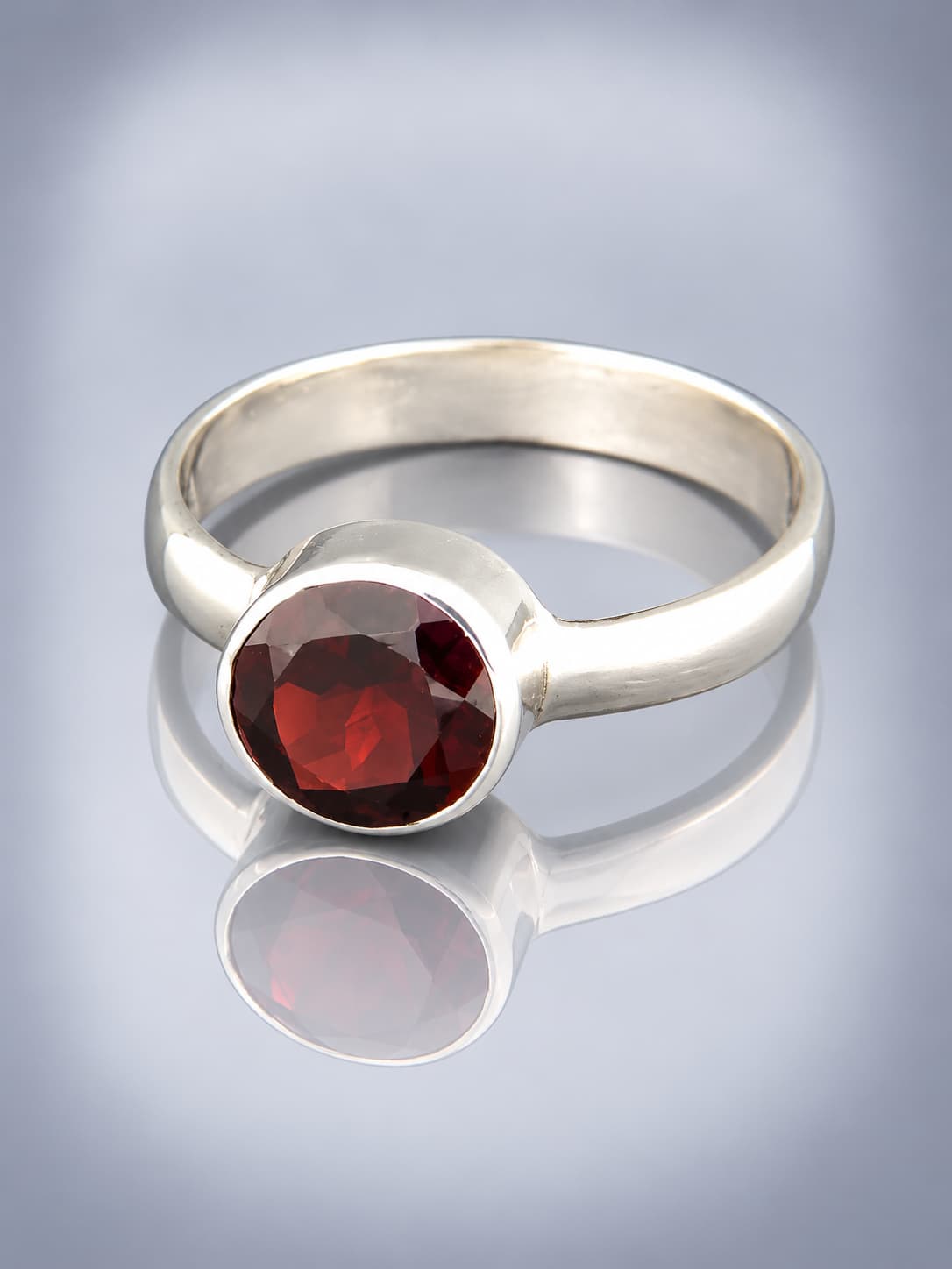 Garnet Ring - Sterling Silver