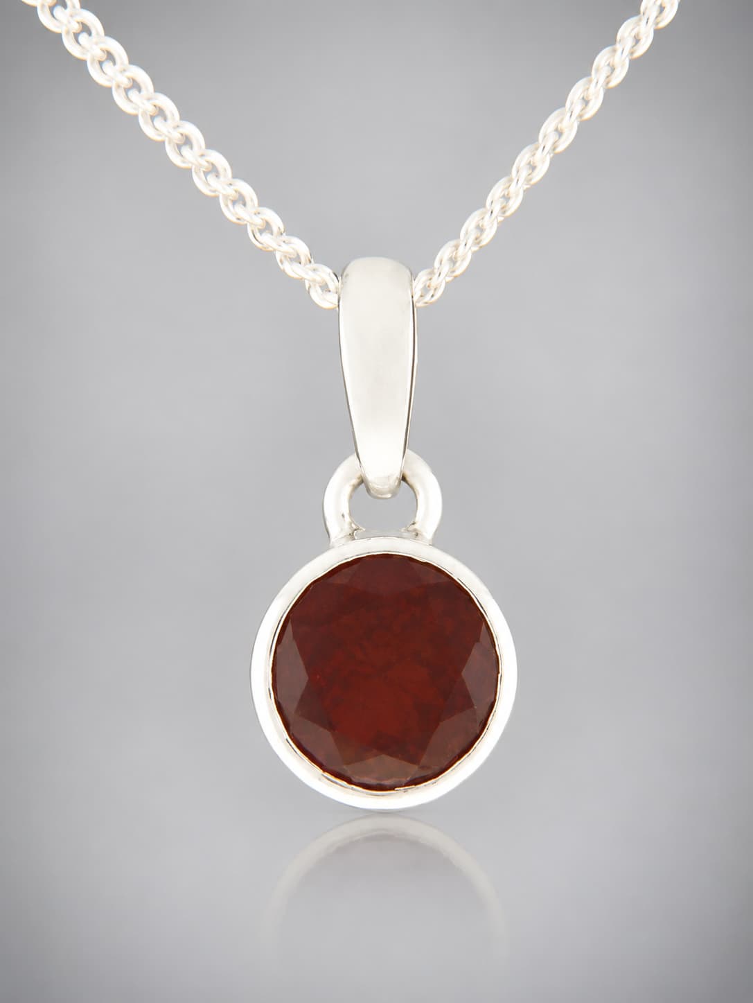 Garnet Pendant - Sterling Silver
