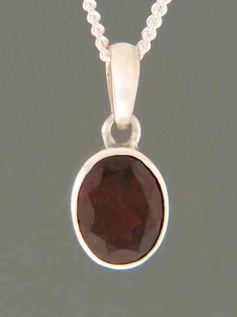 Garnet Pendant - Sterling Silver