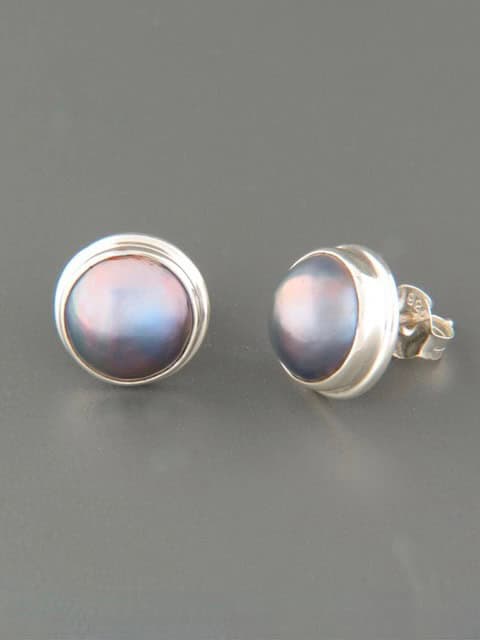 Mussel Pearl Earrings - Sterling Silver stud