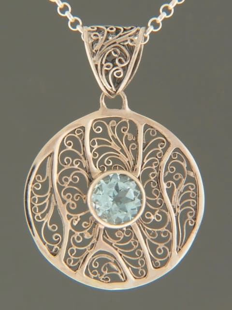 Blue Topaz Pendant - Sterling Silver
