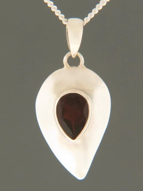 Garnet Pendant - Sterling Silver