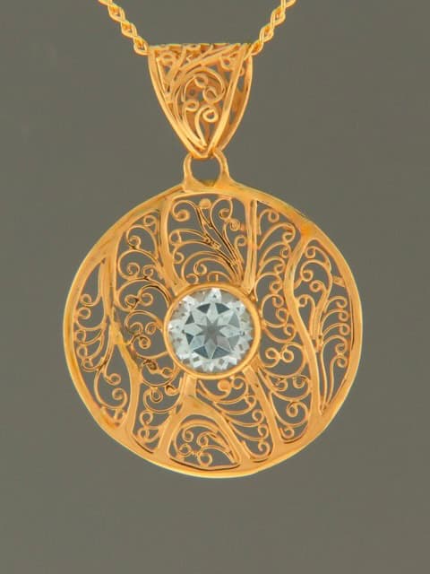 Blue Topaz Pendant - Gold Vermeil