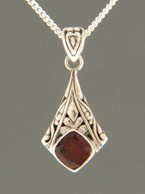 Garnet Pendant - Sterling Silver