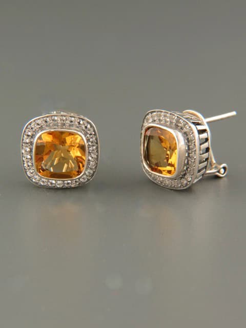 Citrine Earrings - Sterling Silver stud
