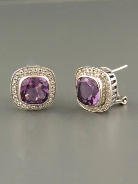 Amethyst Earrings - Sterling Silver stud