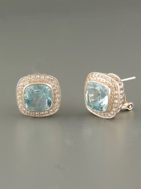 Blue Topaz Earrings - Sterling Silver stud