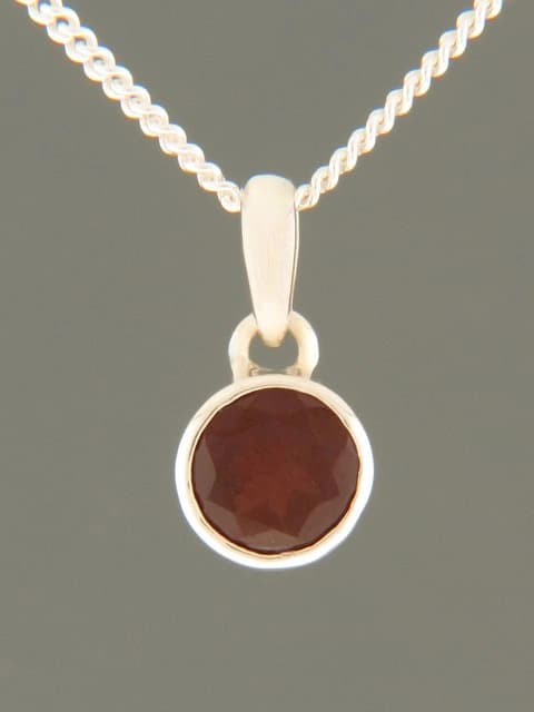 Garnet Pendant - Sterling Silver