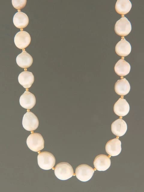 White Baroque Pearl Necklace with Gold beads