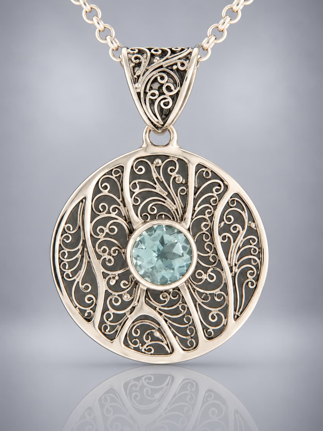 Blue Topaz sterling silver pendant