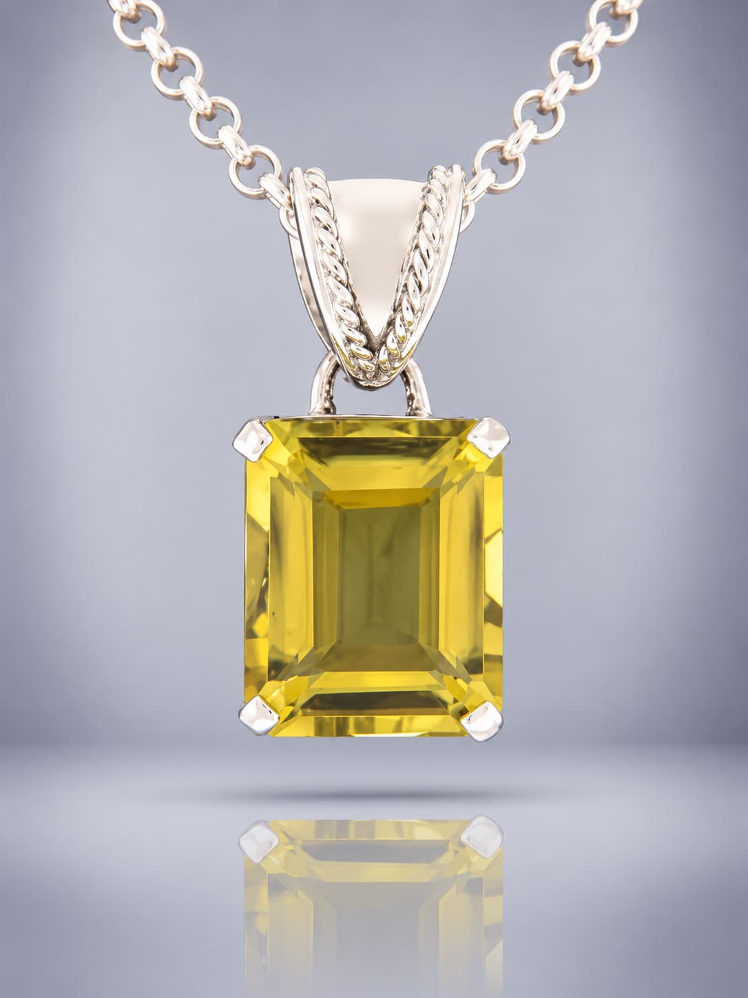 Lemon Citrine sterling silver pendant