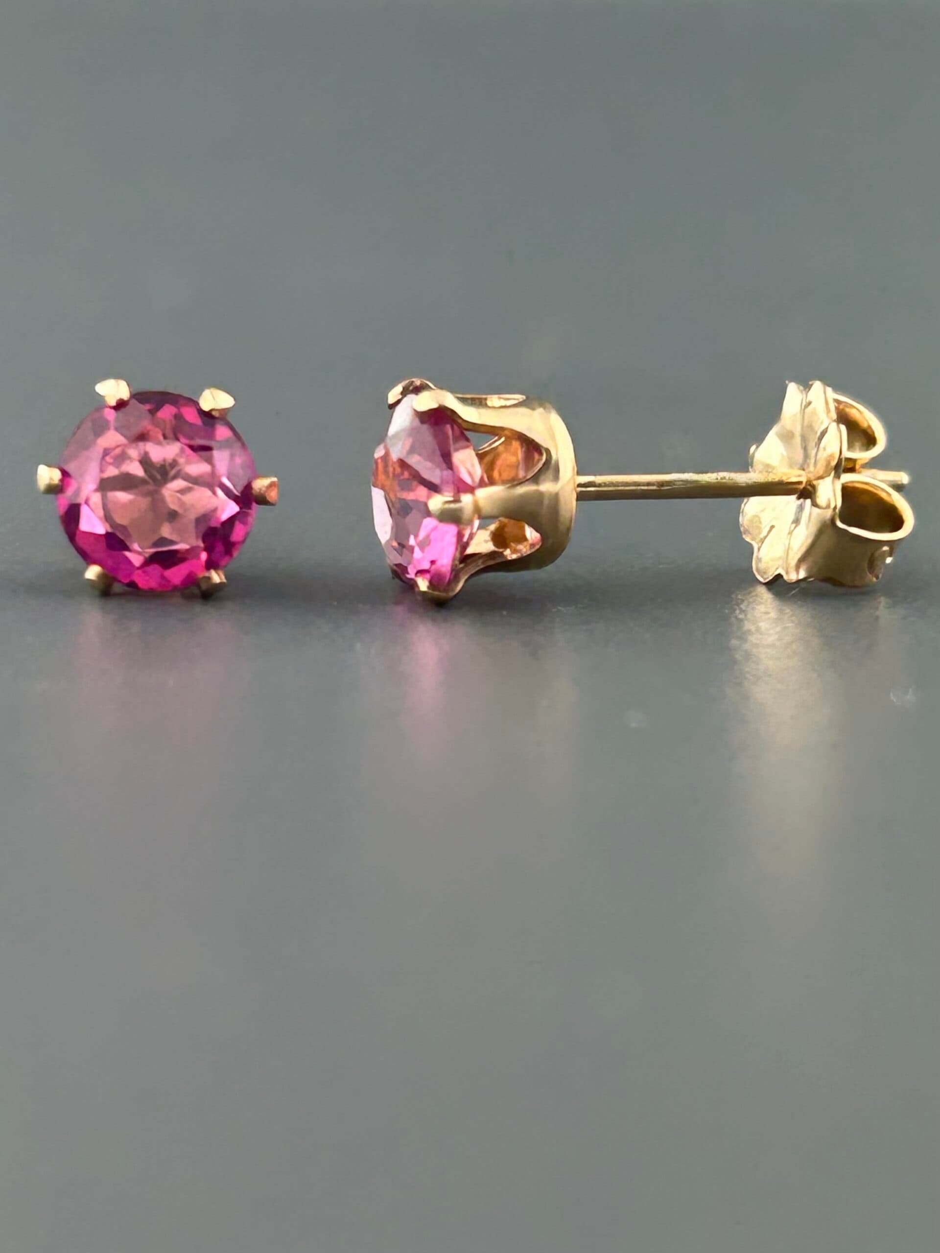 Pink Topaz Earrings - 14ct Gold Filled - 5mm stones