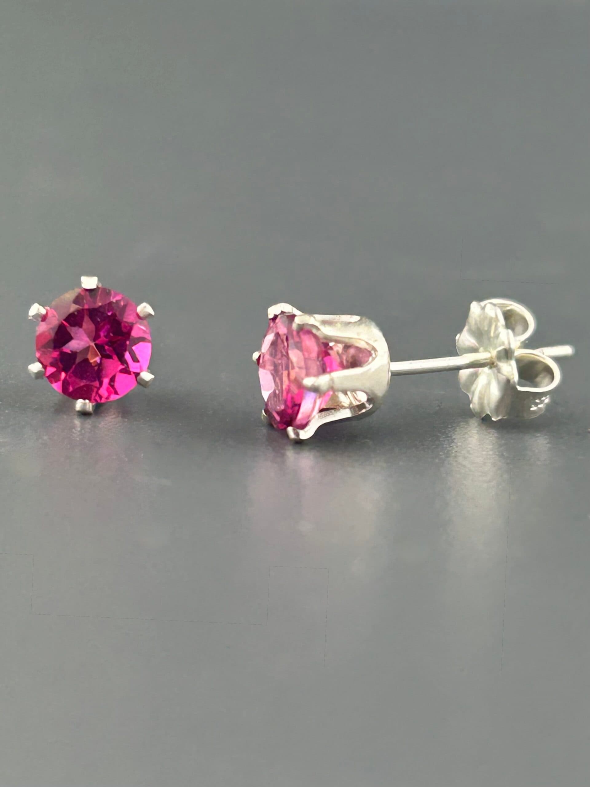 Pink Topaz Earrings - Sterling Silver stud - 5mm stones
